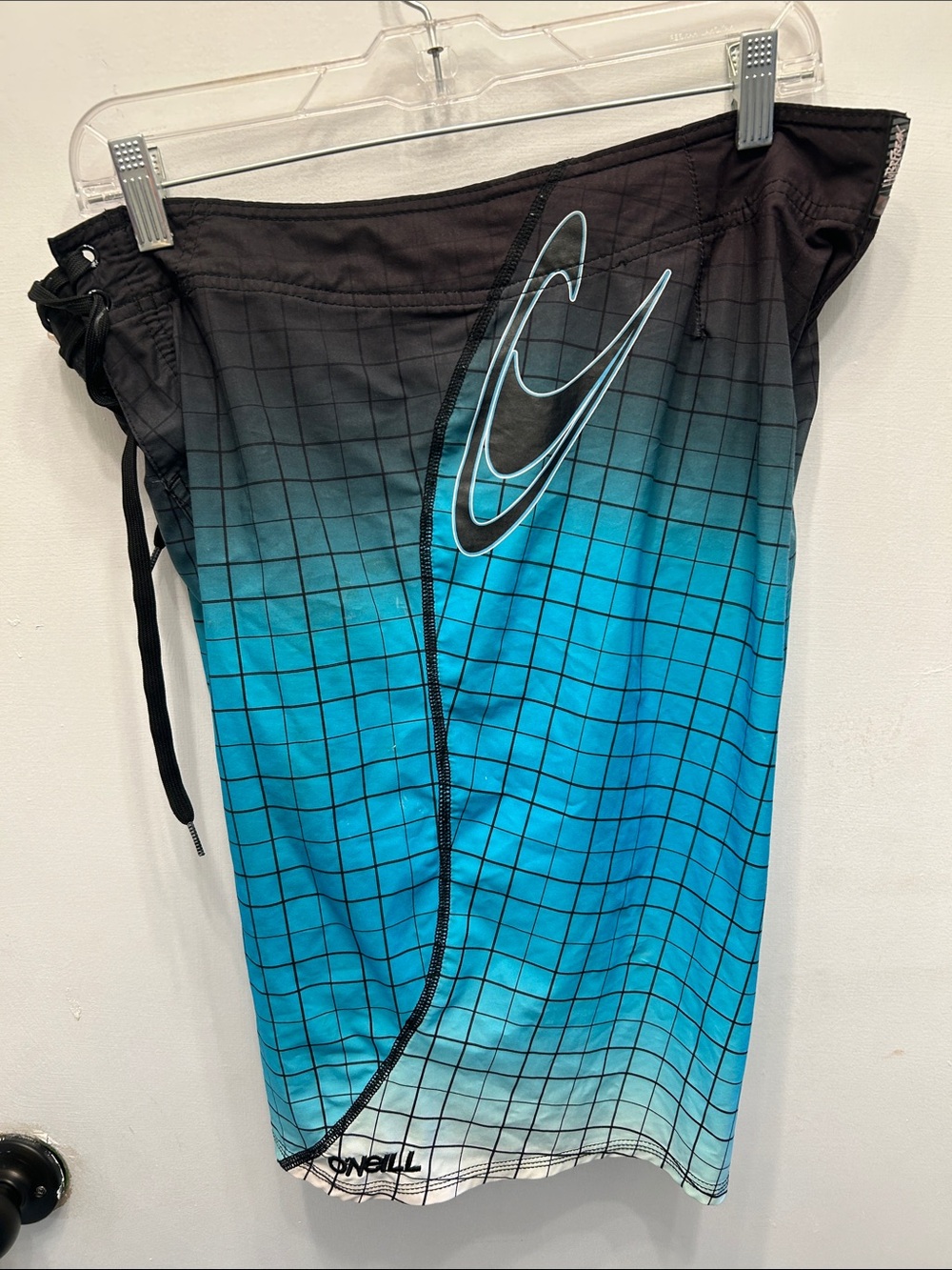 O'Neill Teal to Black Grid Swim Shorts